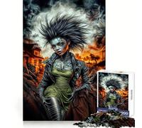 Post-Apocalyptic Gothic Woman Jigsaw Puzzles 1000 Pieces for Adults Logic Sense Toy Leisure Time Smooth Edge Seasonal Gift (38x26cm)