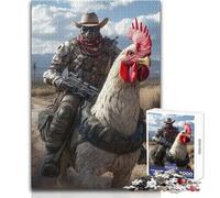 Post-Apocalyptic Rooster Rider Adults 1000 Pieces Puzzle Strategic Thinking Learning Game Ideal Meaningful Gift for Any Event Size 50x75cm
