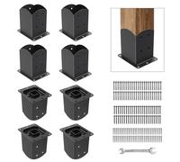 Post Base 8 Pcs, 4"x 4" (Inner Size 3.6"x3.6") Wood Fence Post Anchor Base,Heavy Duty Powder-Coated Steel Pergola Brackets,Post Support Bracket Fit for Outdoor Pavilion Deck Railing Pergola Mailbox