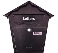 Post Box LARGE Mail Letter & Parcel Holder 355(W) x 100(D) x 355(H) Pressed Steel Lockable Heavy Duty Home | Flat | Office Outdoor Wall Mounted With Keys UK FREE P&P (Black)