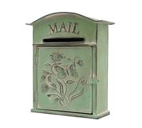 Post Box Mailbox, Wall Mounted Vintage Storage Mail Box Post Letterbox Retro Mail Drop Letter Delivery Box for Home Outdoor, 10.6 * 4.1 * 12.3inch