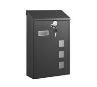 Post Box, Wall Mounted Letterbox, Mailbox, Copper Lock Cylinder with Swivel Cap, Viewing Windows, Nameplate, Easy to Install, 11.5 x 25.5 x 39.5 cm