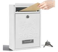 Post Box Wall Mounted Waterproof for Outside, Letter Box with 2 Keys 32x22x8.4cm, Letterbox for Walls or Door, Prevent Mail Loss Easy Install for Door or Walls, Mail Boxs (White)