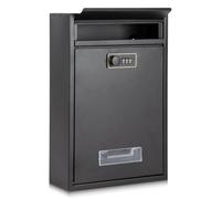 Post Boxes Wall Mounted Waterproof, Lockable Letter Lostal Boxes Steel Mail Box with with Combination Lock, 32 x 21.5 x 8.5 cm Lockable Letter Boxes