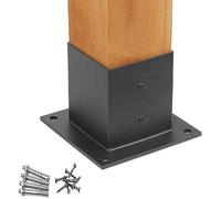 Post Bracket for 3.5 x 3.5 Inch Posts, Metal Bolt Down Square Support for Concrete, Decks, Railing, Pergolas, Mailboxes, and Fences with Installation Kit