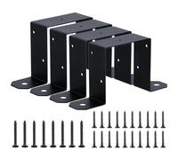 Post Brackets | Fence Post Repair Bracket 4x4 Inch Heavy Duty Black Strap Ties Holder for Outdoor, Indoor, Gardens, Patios and Backyards