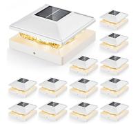 Post Cap Lights 12pack, 4x4 Deck Fence Post Solar Lights Outdoor with Warm White Lighting,White Waterproof Solar Post Lights for Vinyl/Wood Posts to Decorate Fence, Deck,Garden, Patio