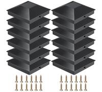 Post Caps 4x4, Fence Post Caps 12Pcs Waterproof PP Protective 4x4 with Installation Screws Weather Resistant for Wooden Fence Outdoor, Chain Link