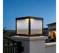 Post Caps Light With Clear Glass Modern Column Lighting Fixture Outdoor Waterproof Gate Stone Pedestal Bollard Lighting Hardwired E26 Pillar Lights Housing Fence Deck Lantern Yard Path Pier Mount Lamp