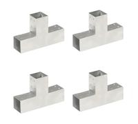 Post Connectors Hot-dip Galvanised Metal T-Shape 71x71mm Wood Posts 4 pcs 1.5mm
