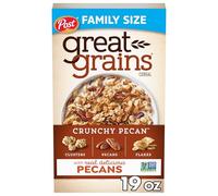 Post Great Grains Crunchy Pecan Breakfast Cereal, Non GMO Project Verified, Heart Healthy, Low Saturated Fat, Whole Grain Cereal, 19 Ounce