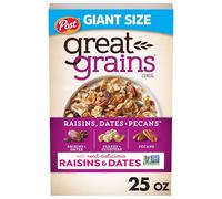 Post Great Grains Raisins Dates and Pecans Breakfast Cereal, Raisin Cereal with Sweet Dates and Granola Clusters, Non-GMO Project Verified, 25 OZ Box
