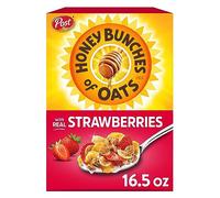 Post Honey Bunches of Oats with Strawberries, Breakfast Cereal, Strawberry Cereal with Oat and Cereal Clusters, 470 ml