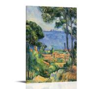 Post-Impressionist Wall Art Print L'Estaque And The Château D'If by Paul Cézanne - Featuring Coastal Village And Sea View Canvas Wall Art Picture Prints Hanging Photo Gift Idea Decor Homes Artworks Fr