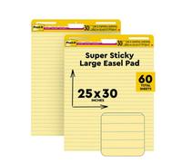 Post-it 561-VAD-4PK Super Sticky Easel Pad, 25 x 30 Inches, 30 Sheets/Pad, 2 Pads (561), Yellow Lined Premium Self Stick Flip Chart Paper, Super Sticking Power