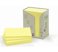 Post-it Recycled Notes 76x127mm Cardboard Packaging Canary Yellow (Pk 16)