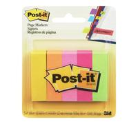 Post-it 670-5 15mm x 50mm Note Page Markers - Orange/ Green/ Yellow/ Pink/ Neon Pink (100 Sheets)