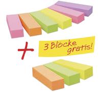 Post-it Page Marker Blocks 670-6+3, 15x50 mm, 9x100, Fluorescent Pink/Green/Yellow/Orange/Purple