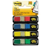 Post-It Memos, Sign and Date Assorted Colours, 1/2" Width, 30 Per Dispenser 140 Flags Assorted Primary Colors