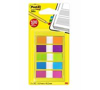 Post-it Index Transparent Small in Sleeve Dispenser, Assorted Bright Colours, 5 Packs of 20 Sticking Strips - To Mark, Highlight or Color Code Important Information