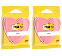 Post-it 76x76 mm Heart Shaped Cube Notes - Pink (Pack of 2)