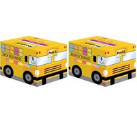 Post-it Back to School Bus with Super Sticky Notes, Large Pack, 8 Pads, 90 Sheets per Pad, 63.5 mm x 76 mm - Stationery Set of Post-it Notes in Multiple Colors, School Gifts, for Students & Teachers