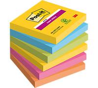 Post-it Carnival Super Sticky Notes 76 x 76 mm Assorted Colours Square 6 Pads of 90 Sheets