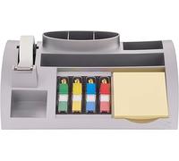 Post-it Desk Organizer, Silver Color - For Improved Workflow with Notes Index Tabs and Scotch Tape, 1x Organiser pre-loaded with stationery and supplies