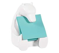 Post-it Dispenser Z-Notes Bear, Pack of 2 Pads, 45 Sheets per Pad, 76 mm x 76 mm, Turquoise Color - For Convenient One-Hand Dispensing on Your Desk
