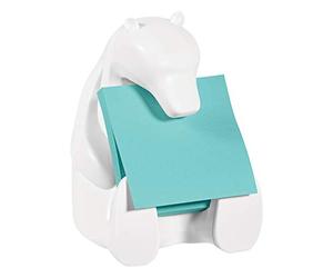Post-it Dispenser Z-Notes Bear, Pack of 2 Pads, 45 Sheets per Pad, 76 mm x 76 mm, Turquoise Color - for Convenient One-Hand Dispensing on Your Desk