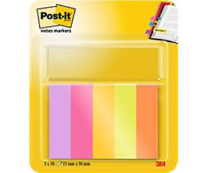 Post-it Energetic Colour Collection Index Cards 1.5 x 5 cm Assorted 50 Sheets Pack of 5