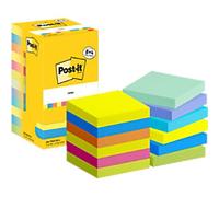 Post-it Energetic Sticky Notes Square 76 x 76 mm Plain Assorted 654-MX-P8+4 100 Sheets Value Pack 8 + 4 Free