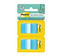 Post-it Flags, 50/Dispenser, 2 Dispensers/Pack, 1 in Wide, Bright Blue (680-BB2)