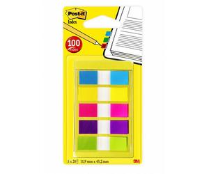 Post-It Flags Assorted Bright Colors 1/2 in Wide 100/On-the-Go Dispenser self adhesive flags 100 sheets