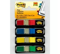 Post-It Flags Primary Colors 1/2 in Wide 35/Dispenser 4 Dispensers/Pack self adhesive flags 35 sheets