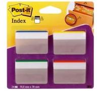 Post-it Index Filing Tabs Strong Angled Six Each of 4 Colours Assorted Ref 686-A1 [Pack of 6]