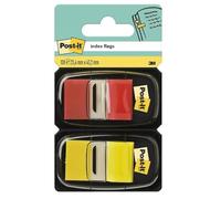 Post-it Index Flags Medium 25.4×43.2 mm Red & Yellow 2 x 50 Pk (100 Flags)
