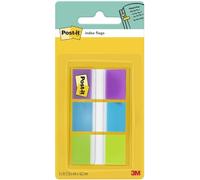 Post-it Index Flags, Medium, Assorted Colours, 3 Dispensers 25.4 mm x 43.2 mm, 60 Flags, Green, Blue, Violet - To Mark, Highlight or Color Code Important Information