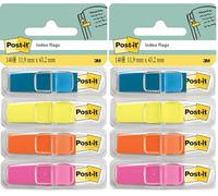 Post-it Index Flags, Small, 4 Dispensers, 11.9 mm x 43.2 mm, 140 Flags - to Mark, Highlight or Color Code Important Information (Pack of 2)