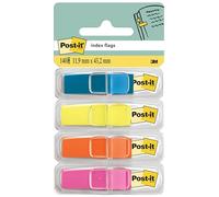 Post-it Index Flags, Small, 4 Dispensers, 11.9 mm x 43.2 mm, 140 Flags - To Mark, Highlight or Color Code Important Information