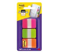 Post-it Index Medium Strong Filing Tabs, 36 Tabs, 25.4 mm x 38.1 mm, Orange, Pink and Green - Sticky Flags for Documents and Information