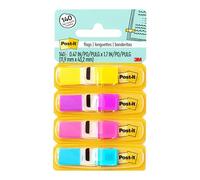 Post-it Index Small Flags - 4 Dispensers, 35 Flags Each, 11.9 x 43.2 mm - Yellow/Purple/Pink/Blue