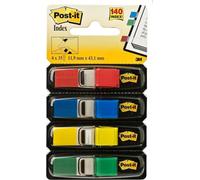 Post-It Index Small Flags, Pack Of 4 Dispensers, 35 Flags Per Dispenser,11.9 mm X 43.2 mm, Yellow, Red, Green, Blue Colors - To