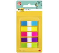 Post-it Index Small In a Plastic Dispenser, Assorted Bright Colours, To Mark, Highlight or Color Code Important Information, Multi, 5 Packs of 20 Sticking Strips