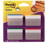 Post-it Index Strong Filing Tabs - Solid Assorted Colour (Pack of 24)