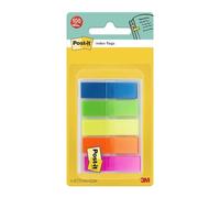 Post-it Index Transparent Small in Sleeve Dispenser, Assorted Bright Colours, 5 Packs of 20 Sticking Strips - To Mark, Highlight or Color Code Important Information