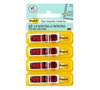 Post-it Message Flags, "Sign Here", 20/Dispenser, 4 Dispensers/Pack, 0.47 in Wide, Red (684-RDSH)