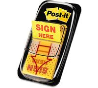 Post-it Message Sign Here Flags Value Pack, 50/Dispenser, 12 Dispensers/Pack, 1 in Wide, Yellow (680-SH12)