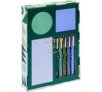 Post-it Noted by Printed Notes Gift Box, 4 Piece Set, Cool Colors, Includes Round, Square, Mini List Sticky Notes, 3-Pack Pens