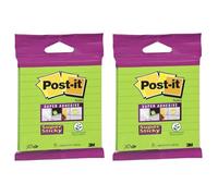 Post it Notes 100mm x 100mm Super Sticky Note Pad, Lined, Green (70 Sheets) (Pack of 2)